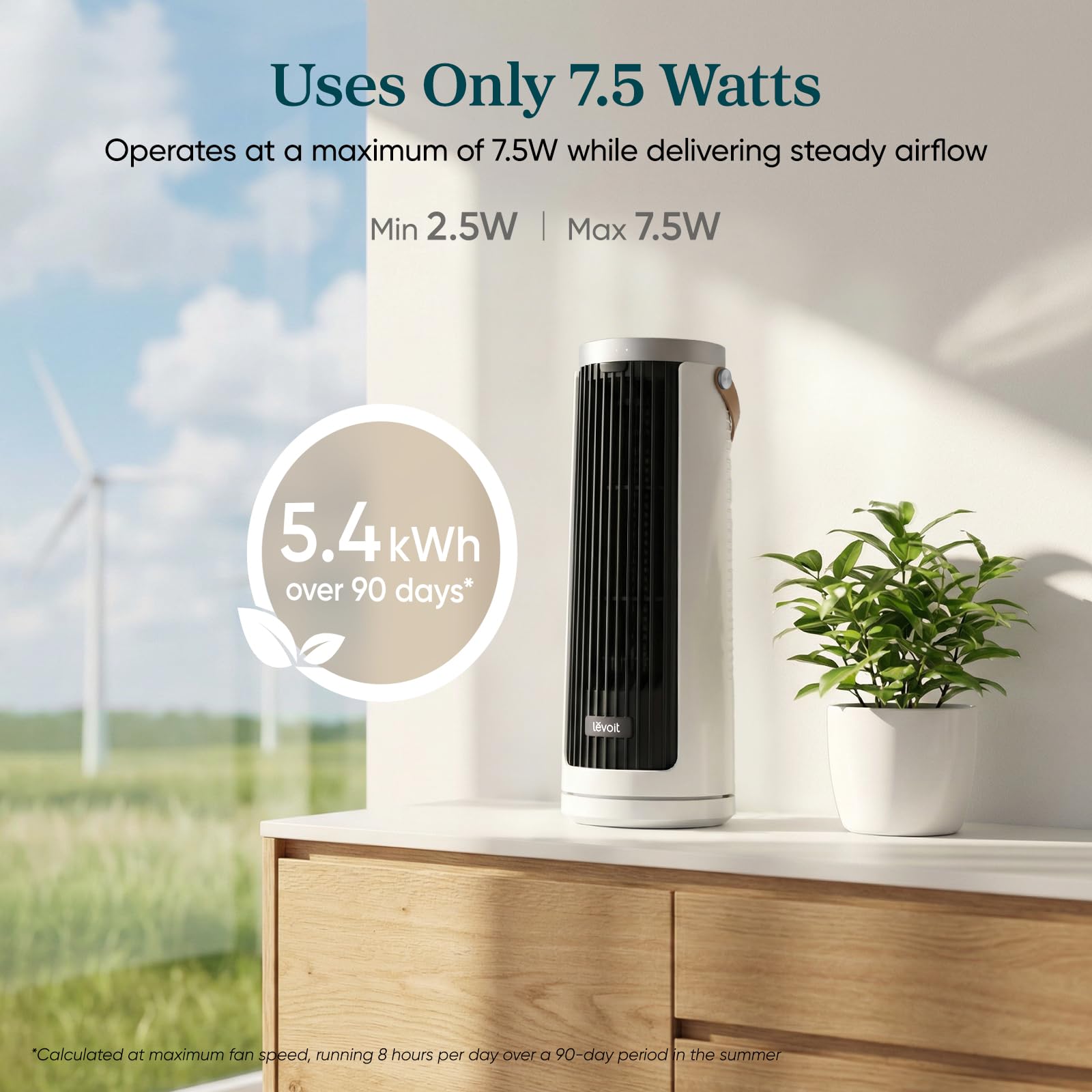 Levoit Windi Mini Portable Desk Tower Fan - Image 6